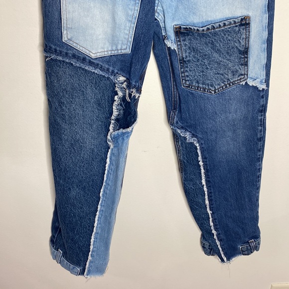 Revice Denim Blue Matchmaker high rise patchwork Straight Leg crop jeans size 26 - Picture 6 of 15